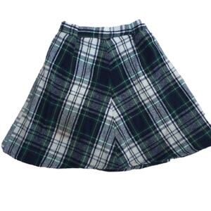 Vintage Green and White Plaid wool blend skirt size 5